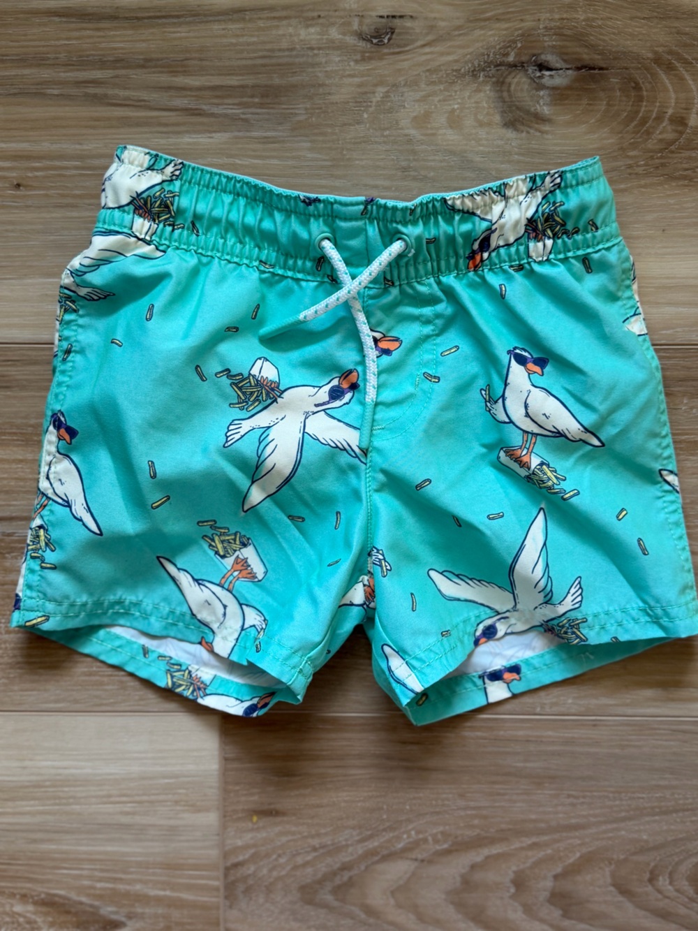 Cat & Jack Turquoise Seagull Print Swim Trunks